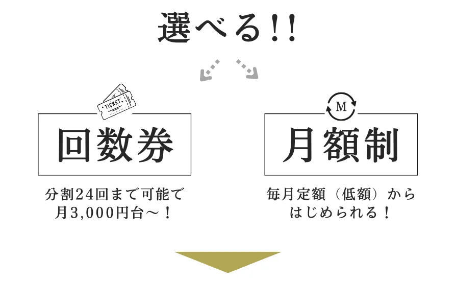 料金は回数券と月額制から選べる(分割24回まで・月3,000円〜)